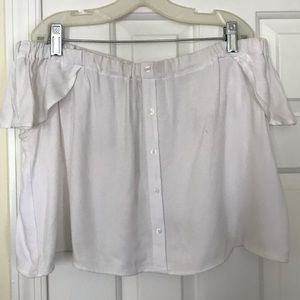 Pull & Bear White Off-the-Shoulder Crop Top